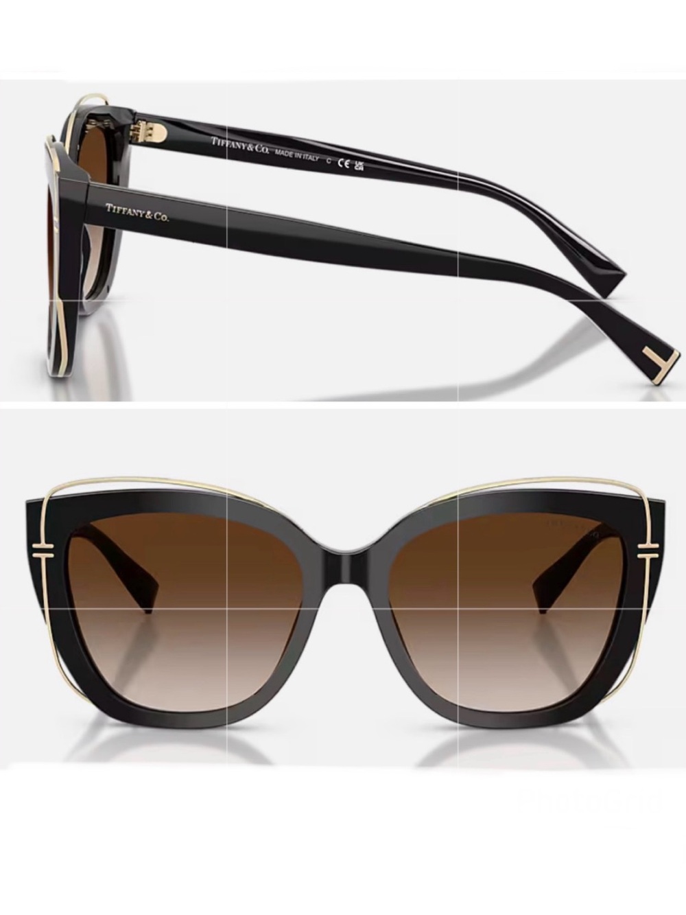 TIFFANY & CO TF 4148 8001/3B Cat Eye Brown  Gradient Lens Unique Frame Sunglass